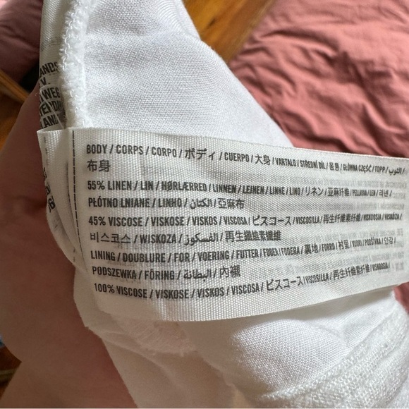 NWT Abercrombie & Fitch Linen Blend Tire front Bubble Sleeve white Crop Medium - Picture 4 of 4